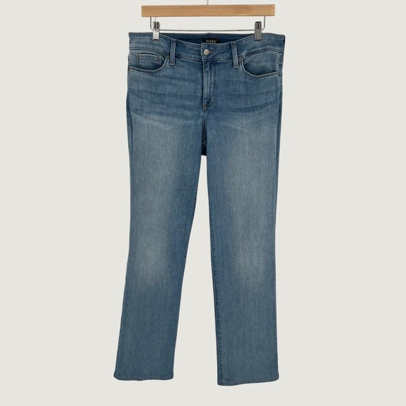 NYDJ Denim - NYDJ Womens Marilyn Straight Leg Mid Rise Jeans Size 10 Blue Lift Tuck Stretch